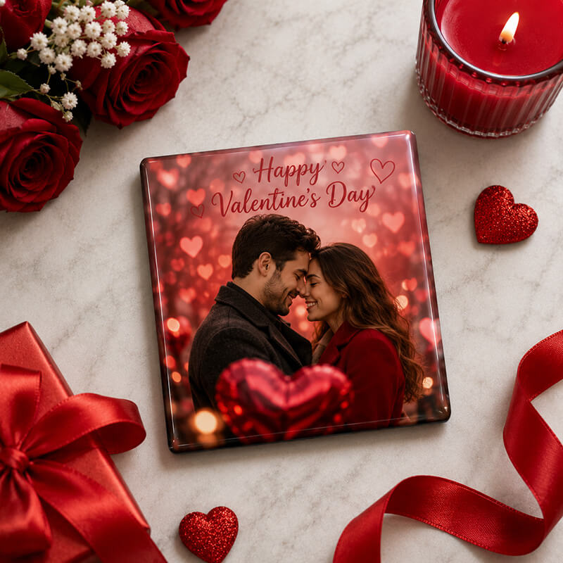 Fotomagnet mit Paarfoto zum Valentinstag
