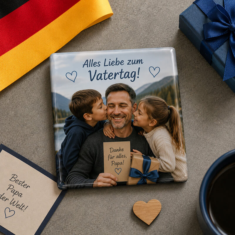 Fotomagnet mit Familienfoto zum Vatertag