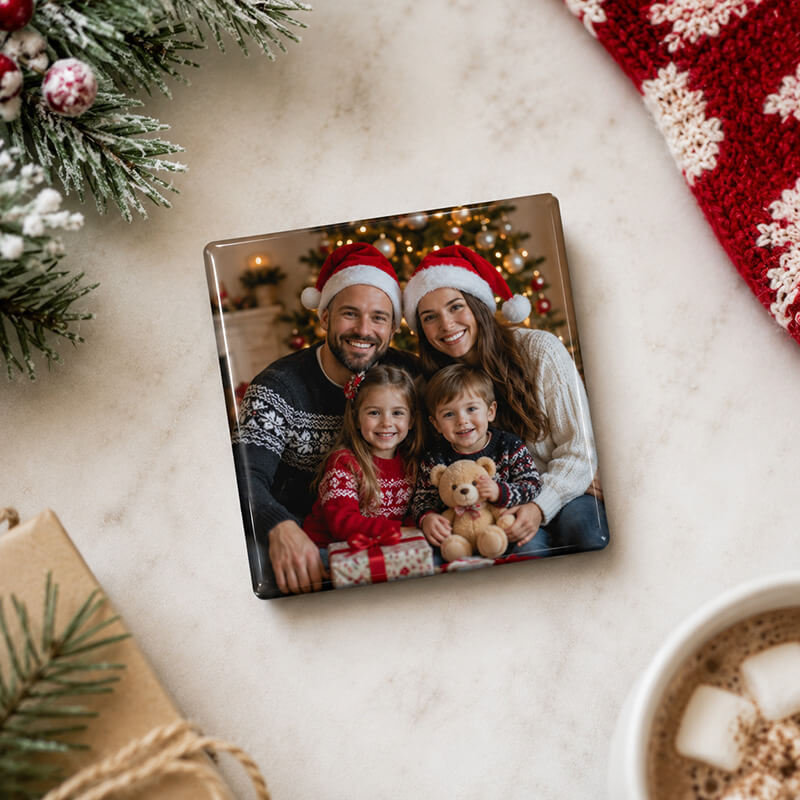 Fotomagnet mit Familienfoto zu Weihnachten
